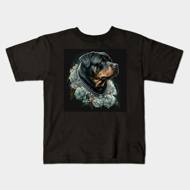 Dark Diva Rottweiler Kids T-Shirt by Enchanted Reverie